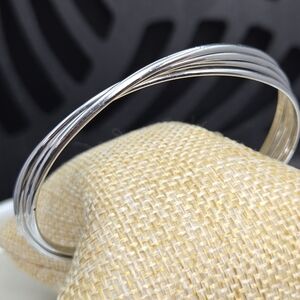 Open Cuff Silver Tone Bangle Bracelet